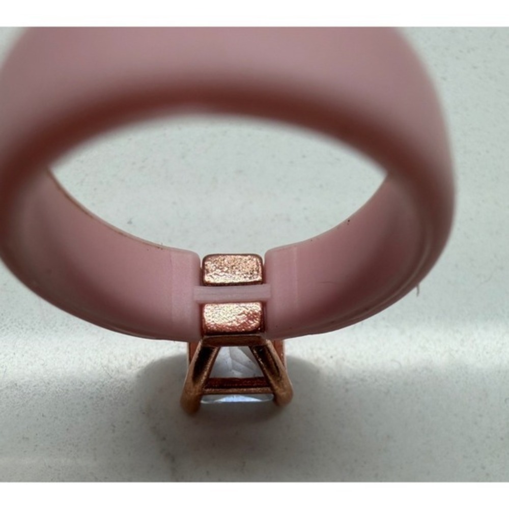 CZ Silicone Ring Size 7 With a Square shaped Simulated Diamond pink band - Picture 8 of 8